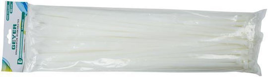 Geyer Plastic Cable Ties 450mm x 7.6mm in White Colour (100 pcs)