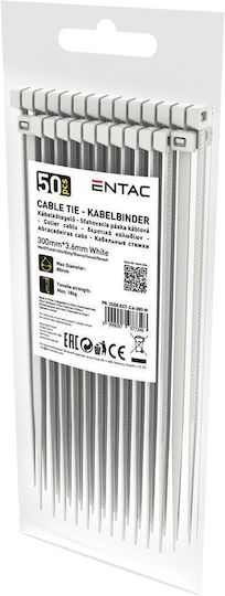 Entac Пластмасови Кабелни Аксесоари 300mmx3.6mm в Бял Цвят 50 бр ECT-3.6-300-W