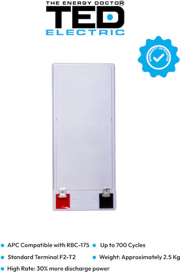 Battery Pack Compatible Apc Rbc175 12v 9.6ah 1x12v Ted Electric