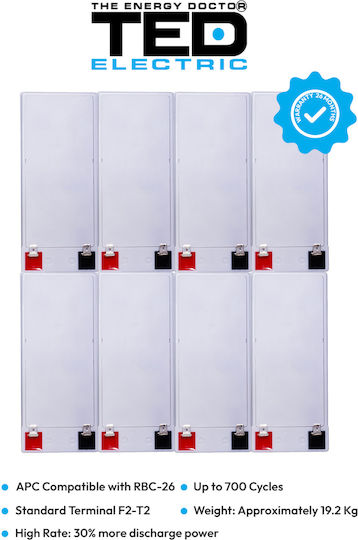 Battery Pack Compatible Apc Rbc26 96v 7.1ah 8x12v Ted Electric