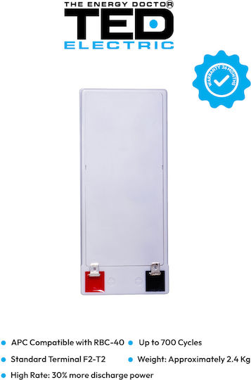 Battery Pack Compatible Apc Rbc40 12v 7.1ah 1x12v Ted Electric