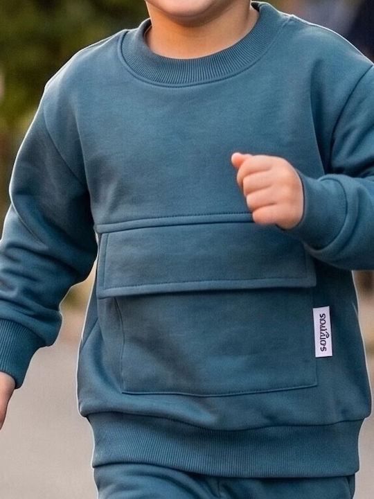 Kids Sweatpants Set With Blue Top