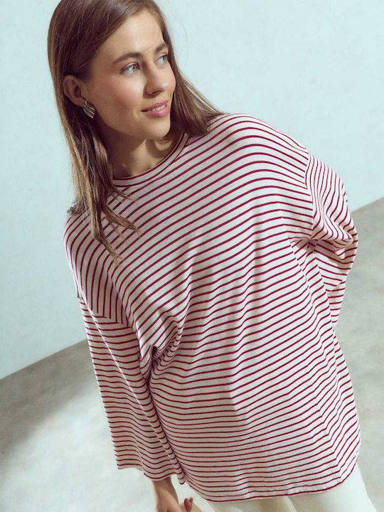 Celestino Γυναικεία Μπλούζα Μακρυμάνικη Oversized Loose Fit Μπεζ