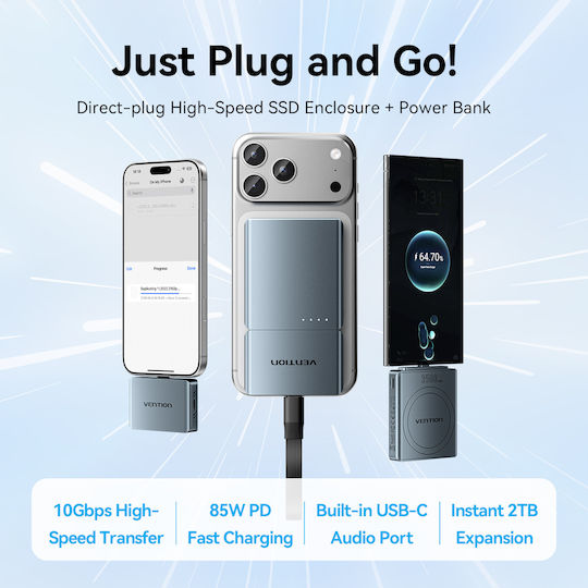 Vention Ma Portable Plug & Play Cable-free Nvme Enclosure + 3500mah Pb Tz-kpxh0