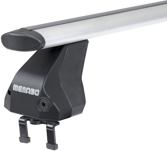 Menabo Car Roof Bars Aluminum Omega Plus 130cm for Citroen DS4 5D Mk2 2021+ Set with Roof Rack Legs Silver