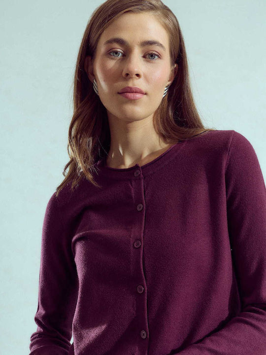 Celestino Women's Knitted Cardigan Soft Texture Burgundy