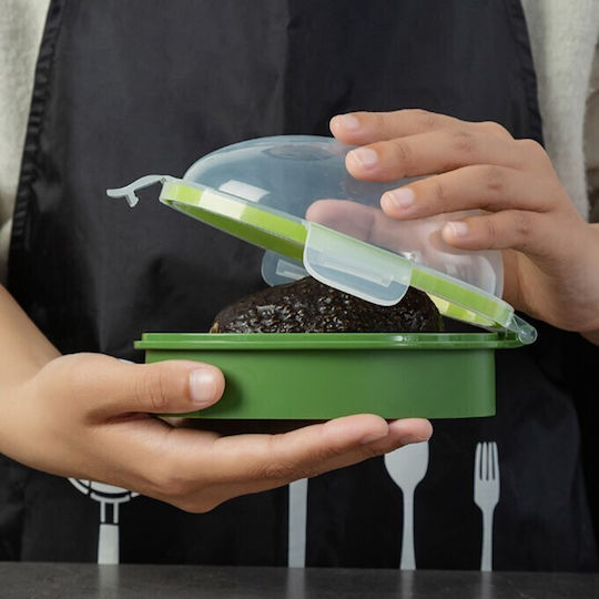 Recipient Etanș Pentru Depozitarea Avocado Flippy Pentru Frigider Capac Transparent Sistem De Închidere Plastic Păstrarea Prospețimii 15.3x11x8 Cm Verde
