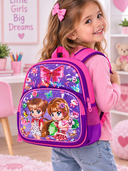 School Backpack For Elementary With Water Bottle Holder Pink