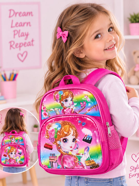 School Backpack For Elementary With Water Bottle Holder Fuchsia