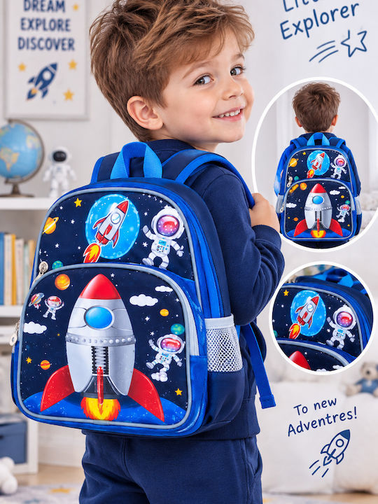 School Backpack For Elementary With Water Bottle Holder Blue