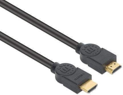 Manhattan Geflochtenes HDMI-Kabel mit HDMI-Stecker - HDMI-Stecker 5m Schwarz