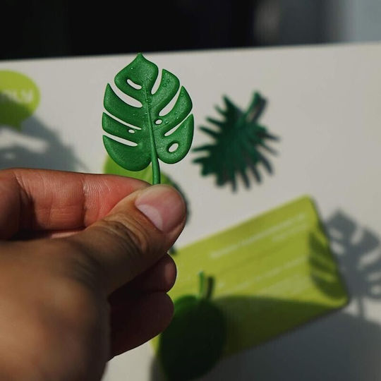 Set 4 Refrigerator Magnets Flippy Leaf Design Made Abs Magnet Green