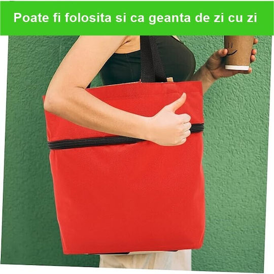 Cărucior de piață din plastic pliabil roșu 39x46x12cm