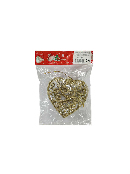 Set Hängende Weihnachtsbaumschmuck Herz 10cm mit Glitzer 12 Stück