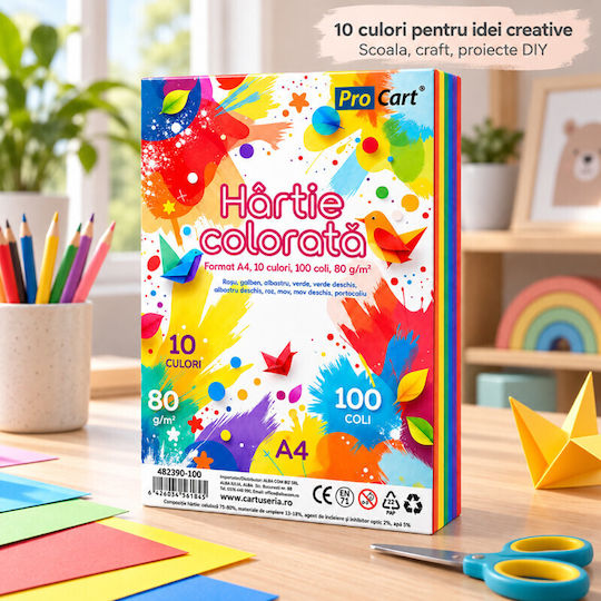Colored Paper A4 80 G/m² 100 Sheets Top 10 Colors