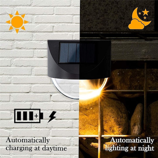 Set 4 Wandmontierte Solarleuchten mit Warmes Weiß Licht IP65 8.8x8.5cm