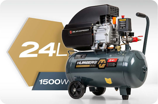 Humberg Κομπρεσέρ Αέρος 85dB με Ισχύ 2hp και Αεροφυλάκιο 24lt