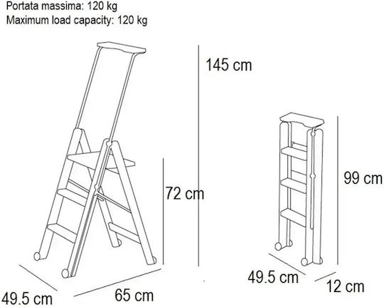 Arredamenti Italia Scară din aluminiu cu 3 trepte 99 cm