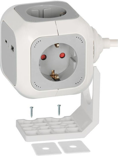Brennenstuhl PowerCube 4 Steckdosenleisten mit USB-A, Schalter und Kabel 1.4m