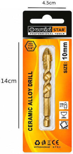 Uruisi Star Drill With Hexagon Shank For Glass Tiles And Metal 10mm 12mm 45x160mm