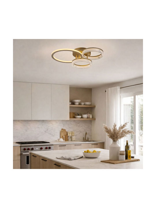 Rabalux Smart Deckenleuchte Montieren 58,5cm Gold mit Integrierte LED und Fernbedienung
