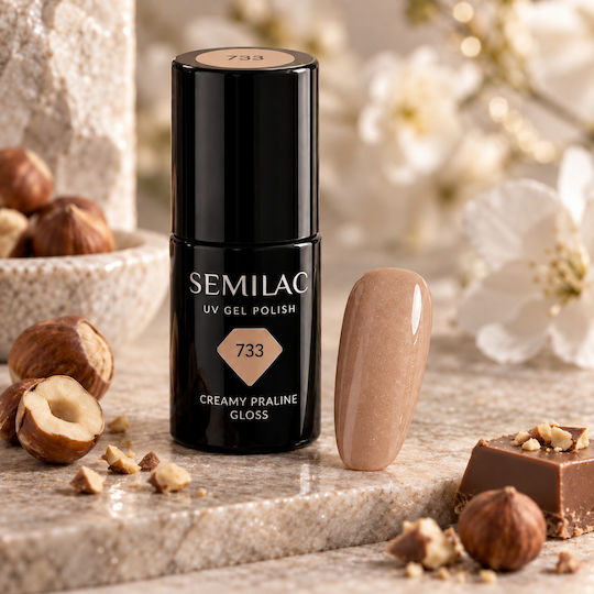 Semilac Полутраен Лак За Нокти 733 Creamy Praline Gloss 7ml