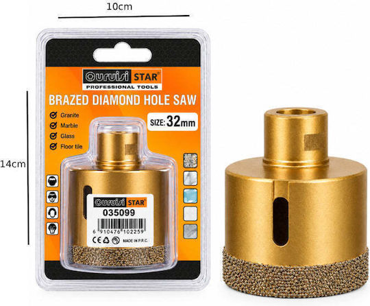 Uruisi Star Diamantkronen-Gewindeschneiden Trockenschnitt mit Durchmesser von 32mm bis 38mm für Fliesen