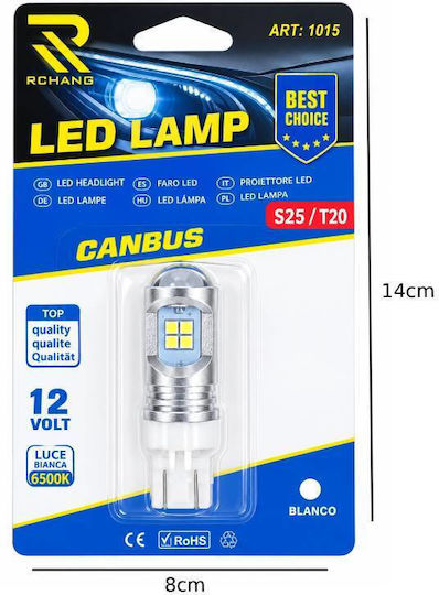 Rchang Lămpă Auto S25 / T20 / T10 Canbus LED 6500K Alb Rece 12V