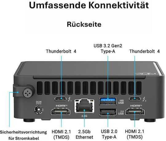 Asus NUC 15 Pro Mini PC (Kern Ultra 7 255H/32GB DDR5/1.0TB SSD/W11 Pro)