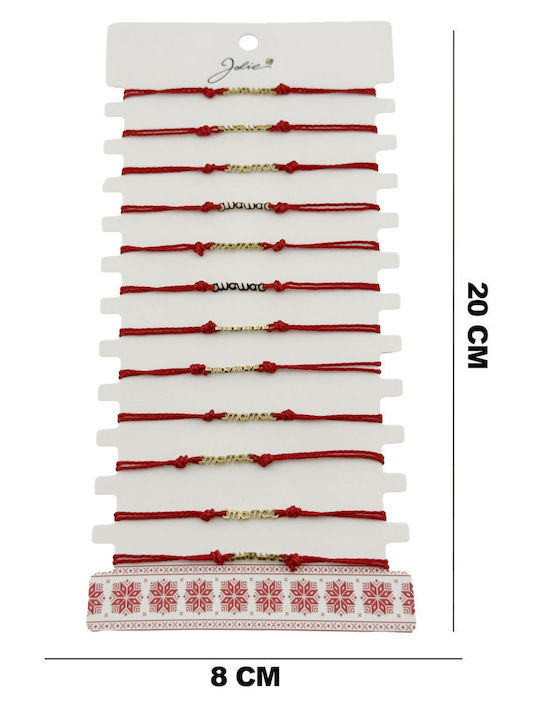 Damen Martaki Armband Jolie Mutti Design Set 12 Stück Gold Edelstahl Anhänger Verstellbares Geflochtenes Rotes Band Damen Martaki Armband Jolie Mutti Design Set 12 Stück Gold Edelstahl Anhänger Verstellbares Geflochtenes Rotes Band