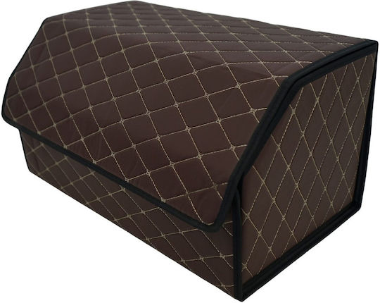 Cutie de Depozitare pentru Mașină Flippy Premium Organizator pentru Portbagaj Geantă Multifuncțională din Piele Ecologică Rezistentă la Uzură Pliabilă 2 Compartimente de Depozitare Maro Havana 55 X 30 X 30cm