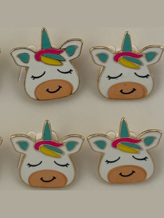 Set 12 Pinuri Mărțișor Copii Jolie Unicorn Model Ochi Închiși Multicolor