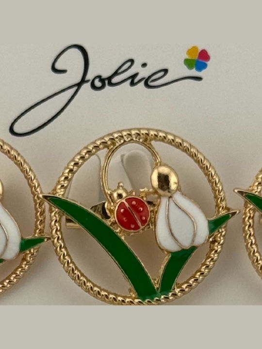 Set 12 Spring Martisor Brooches Jolie Snowdrop Model Ladybug In Circle