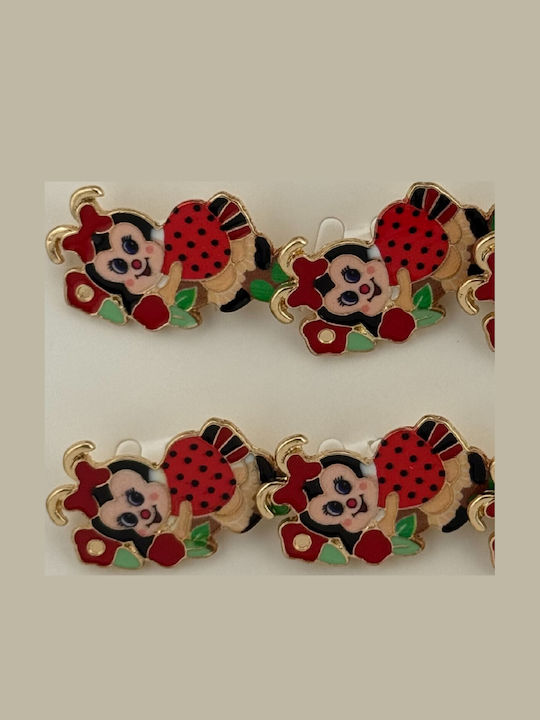 Set 12 Pinuri Mărțișor Copii Jolie Buburuză Pe Flori Design Roșu