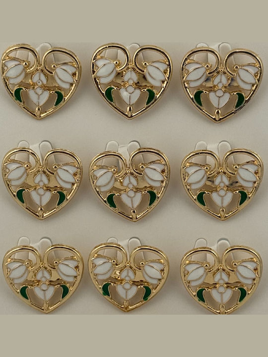 Set 12 Spring Martisor Brooches Jolie Three Snowdrops In Heart Design White