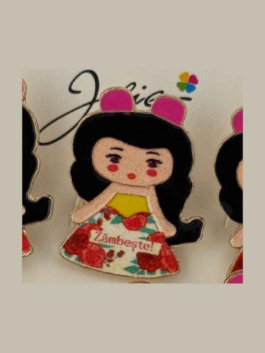Set 12 Martisor Brooches Children Jolie Girl Model Smile Message Multicolor