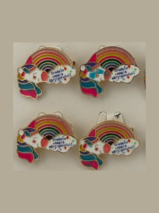 Set 12 Pinuri Martisor Copii Jolie Curcubeu Unicorn Model Mesaj Crede În Magie Martisor Multicolor