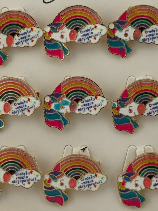 Set 12 Pinuri Martisor Copii Jolie Curcubeu Unicorn Model Mesaj Crede În Magie Martisor Multicolor