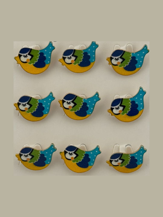 Set 12 Broșe Martisor Copii Jolie Sparrow Pasăre Design Multicolor