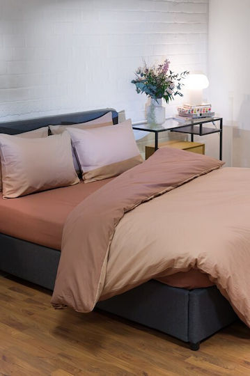 Viokarpet Duvet Cover Set 165x245cm Single With Pillowcase Hue Taupe Amber