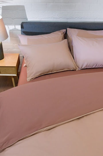 Viokarpet Duvet Cover Set 165x245cm Single With Pillowcase Hue Taupe Amber
