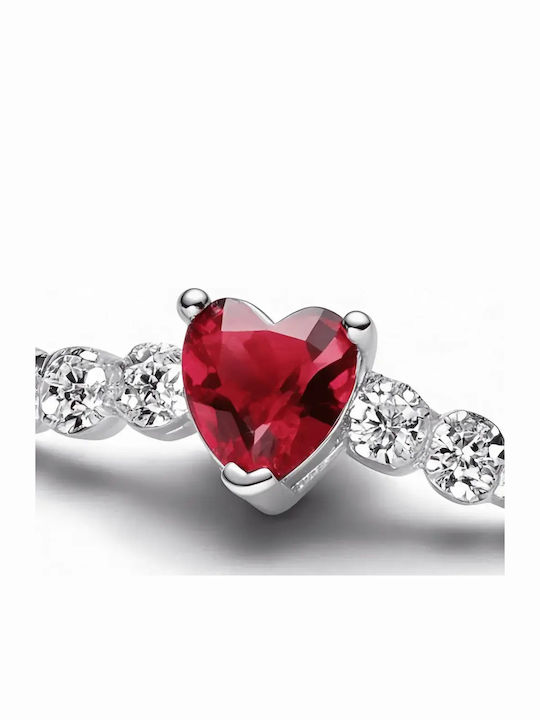 Ruby Heart Tennis Bracelet Luminous Heart