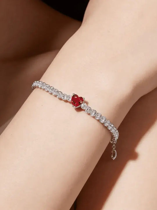 Ruby Heart Tennis Bracelet Luminous Heart