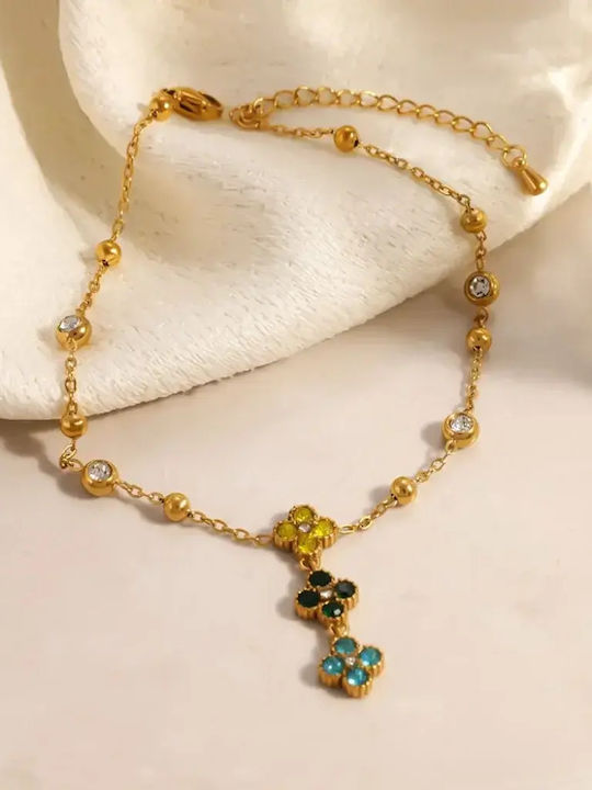 Multicolored Flower Ankle Bracelet
