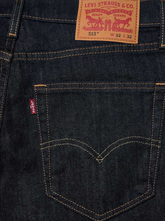 513 Ανδρικό Παντελόνι Τζιν Ελαστικό Slim Straight Fit Navy Μπλε