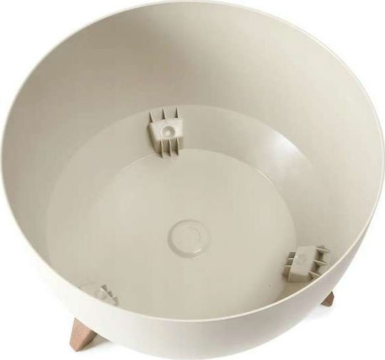 Lamela Roma Wooden Flower Pot Cream With Saucer 40x40x25cm