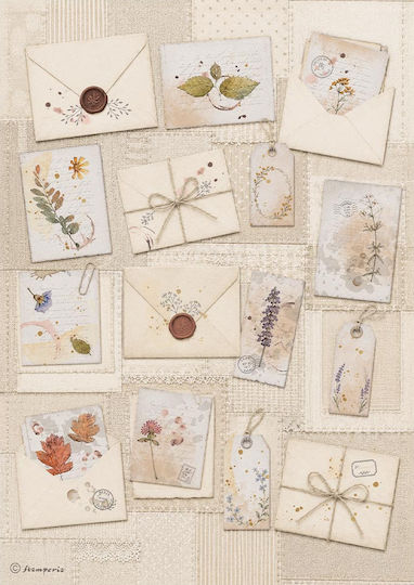 Set of 6 Decoupage Rice Papers Stamperia 21x29cm A4 Flowers Poems