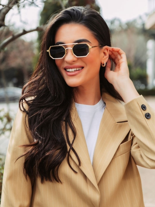 Leegio Damenteil Sonnenbrille mit Schwarzem Rahmen und Blauen Gläsern
