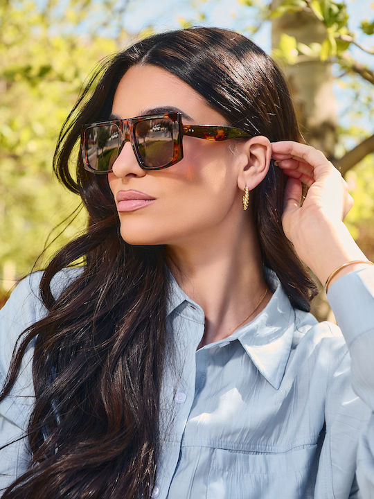Leegio Damentragen Sonnenbrille mit Braunen Schildkrötenrahmen und Verlaufsfarbe Gläser