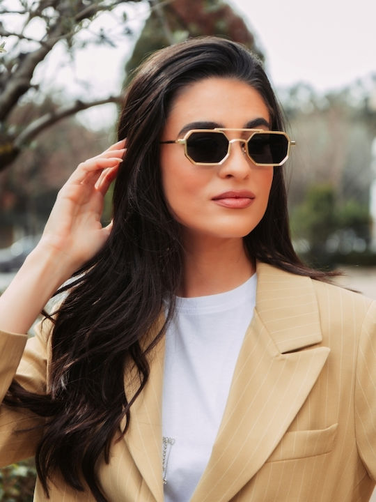 Leegio Damenteil Sonnenbrille mit Schwarzem Rahmen und Blauen Gläsern